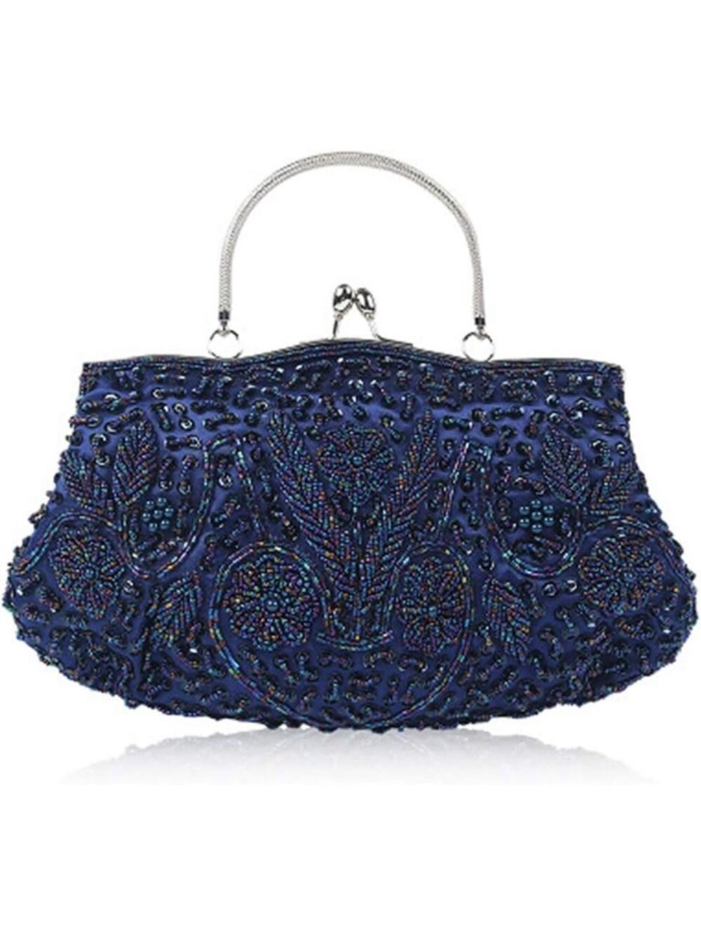 〽️Women Blue Beaded Sequin Flower Luxury Wedding Party Evening Purse Clutch Bag